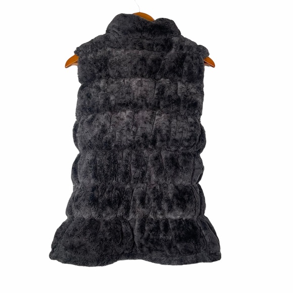 Athleta Goose Down Large Grey Fuzzy Vest - Picture 8 of 8